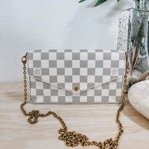 [SOLD] Louis Vuitton Damier Azur Felicie Crossbody Bag with Chain